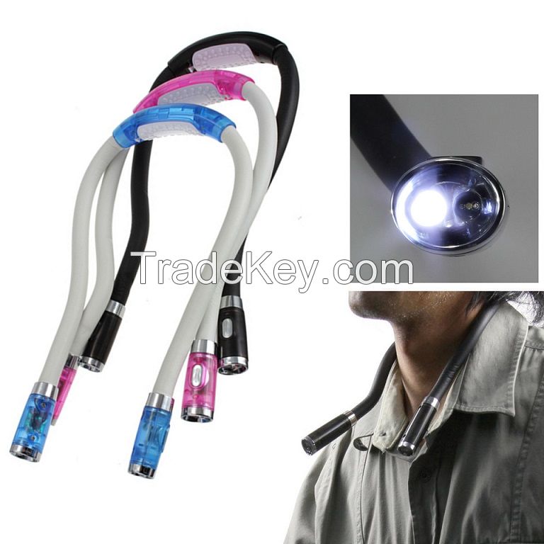 Flexible Adjustable 4 LED Hug light Neck Book Night Lamp Torch for Study Reading