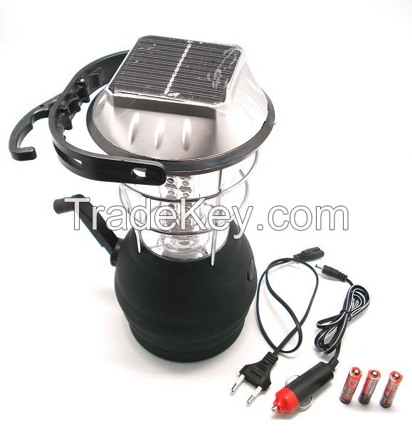 Hand Crank Dynamo Solar 36 LED Super Bright Lantern Outdoor Camping Work Light