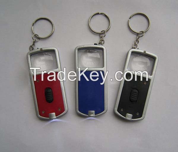 Magnifying glass keychain with led light