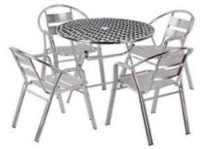 Aluminium Set: Table and Chairs