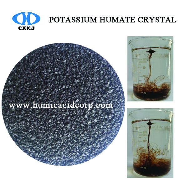 High water solubility potassium humate shiny flakes