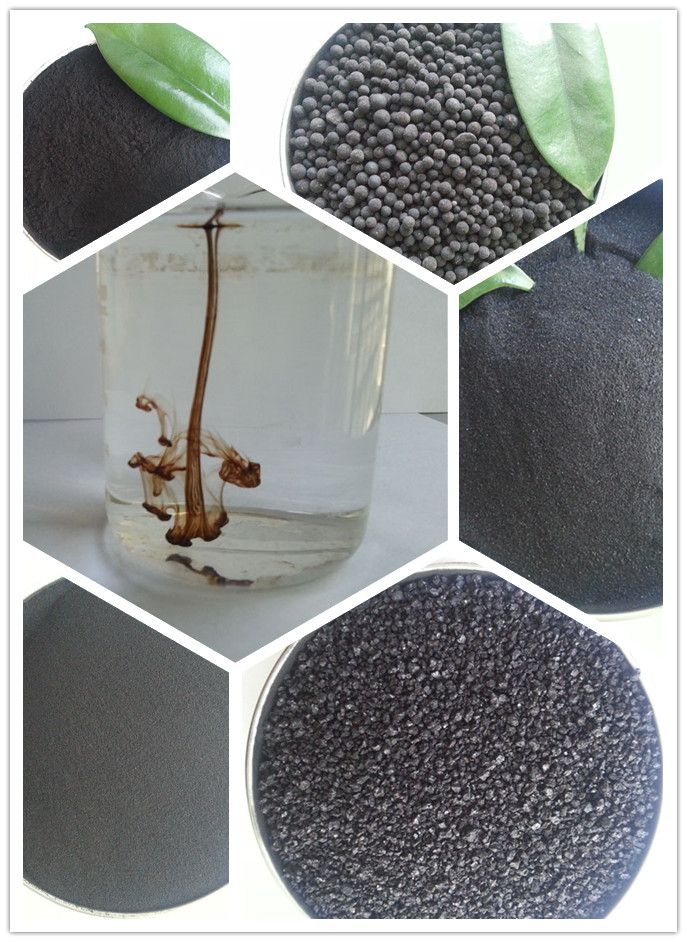 High water solubility potassium humate shiny flakes