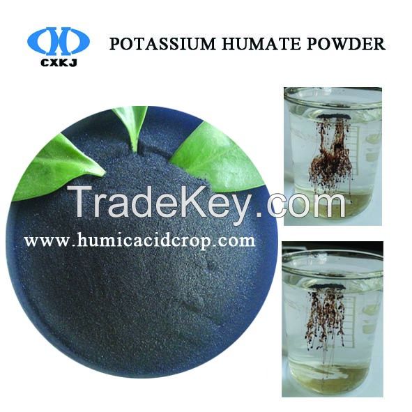 High water solubility different grades of potassium humate shiny powder/crystal/flakes