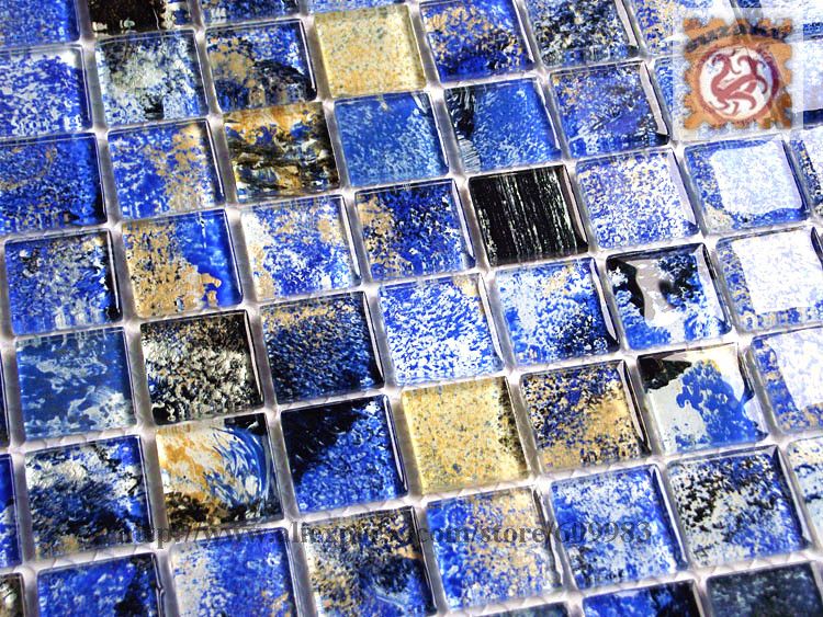 Crystal glass mosaic tile glass mosaic wall tiles deco mesh glass mosaic backsplash,wall tile bathroom decor mixed blue color