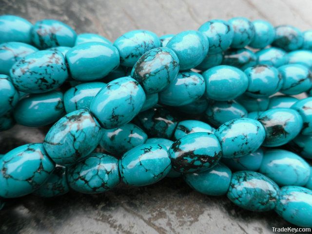 natural turquoise  beads/barrel shape/semi-precious stone beads