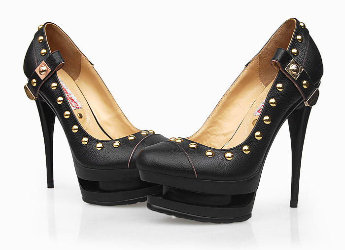 Gianmarco Lorenzi heels black leather rivet