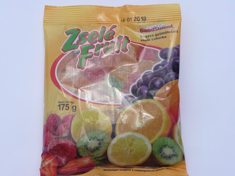 Fruit flavoured soft jelly candy : orange, lemon, kiwi, raspberry, grape