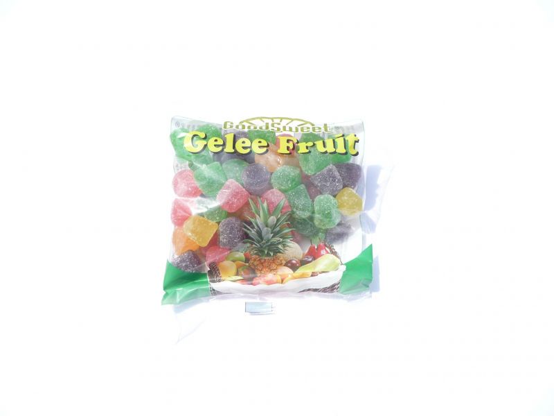 Fruit flavoured soft jelly candy : orange, lemon, kiwi, raspberry, grape