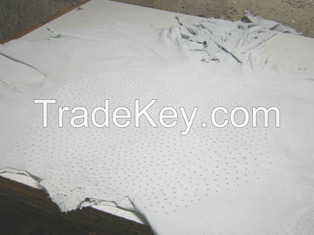 Genuine Ostrich Skin Leather - White Crust / Finished