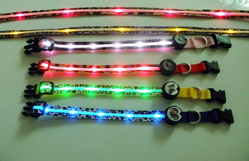 PU leather LED reflective dog collars and leashes