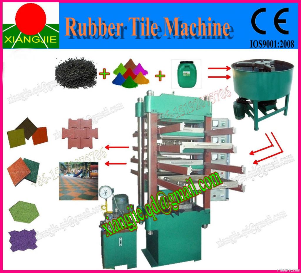 Recycled rubber tile production line