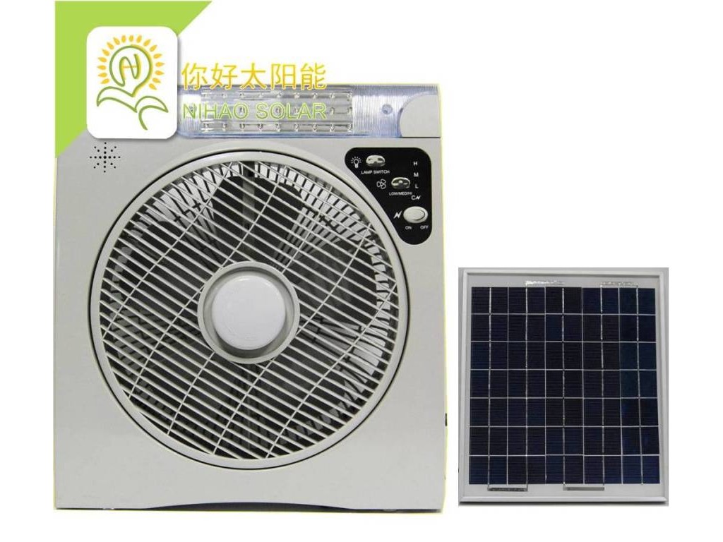 Solar Fan with LED Lamp AC/DC Rechargeable Portable
