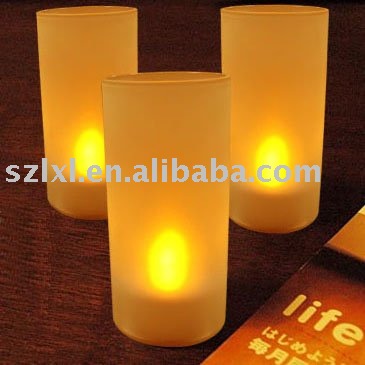 LED amber flickering tealight with holder
