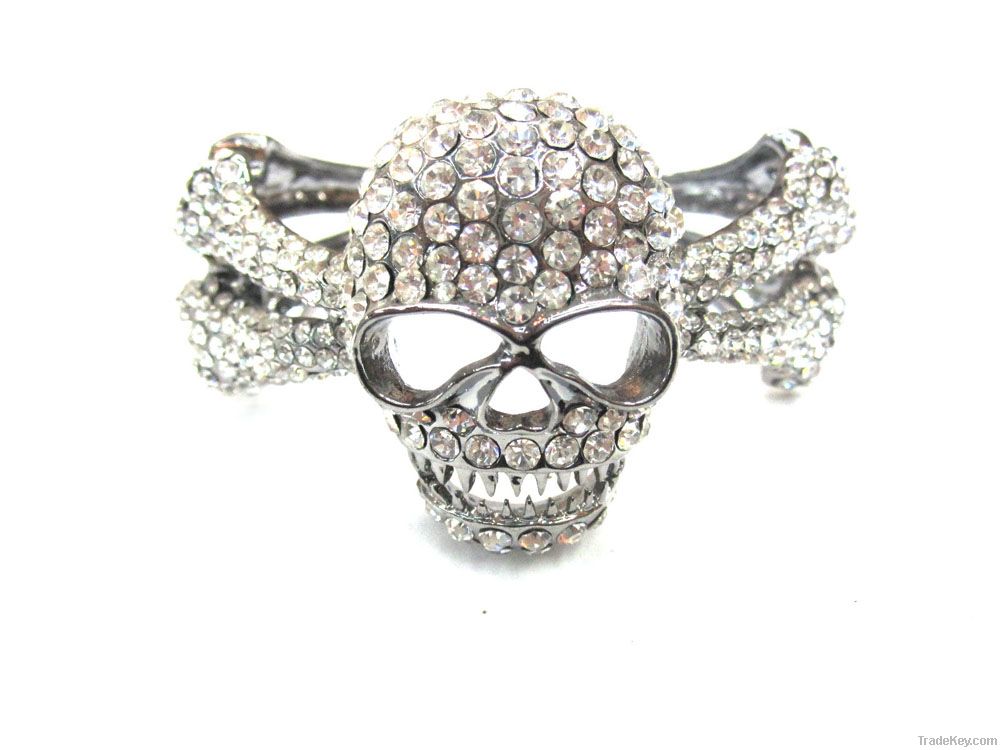 crystal skull hinge bangle