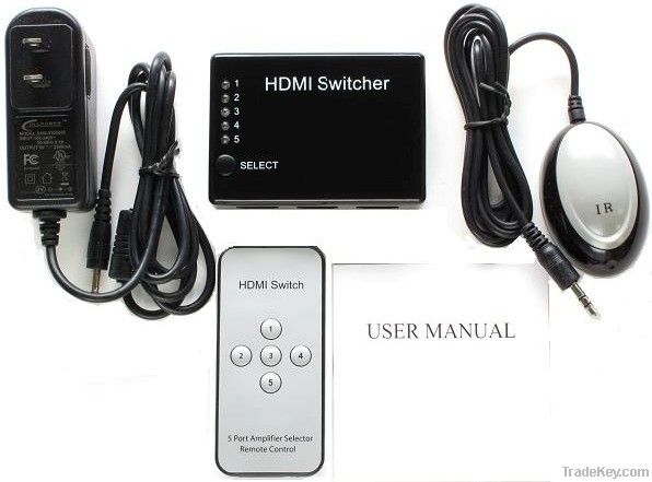 5 PORT HDMI SWITCH SWITCHER SPLITTER HDTV 1080P