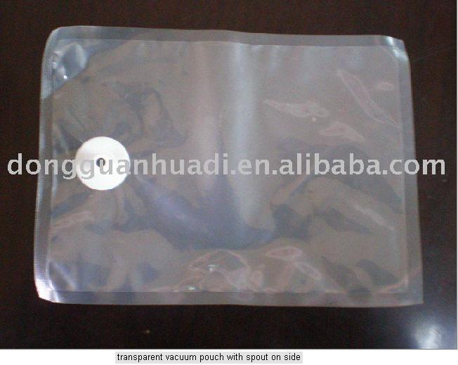 transparent vacuum pouch with spout on side