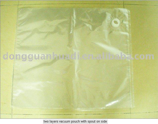 two layers vacuum pouch with spout on side