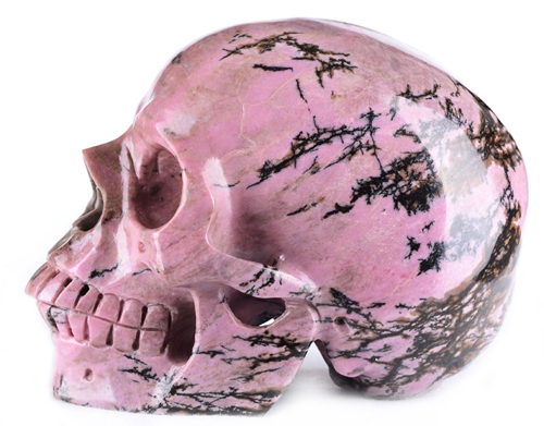 6.7" Natural Rhodonite Stone Skull/Skeleton Carving#7925