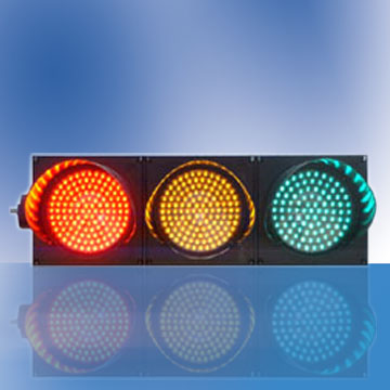 led traffic light with red, yellow, green
