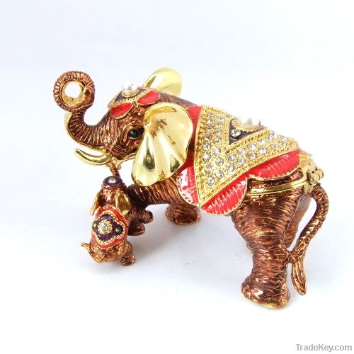 Faberge The elephant shape home decoration trinkets metal jewelry box