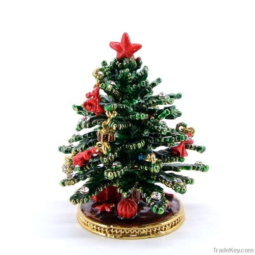 Christmas trees decoration Metal trinket jewelry box