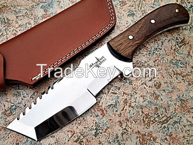 D2 Tool Steel Handmade Tracker Knife, Hunting and Camping knife with Leather sheath