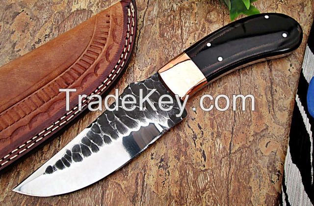 D2 Tool Steel Hand Forged Knife, Fixed Blade Hunting knife, Camping knife with Leather Sheath