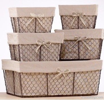 sets wire storage basket with lining hampers