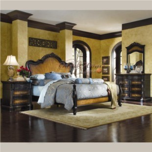 Solid wood carved 1108A double bed