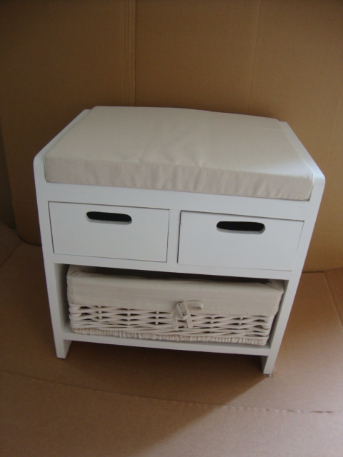 Storage Bench With Willow Drawers And Cushion