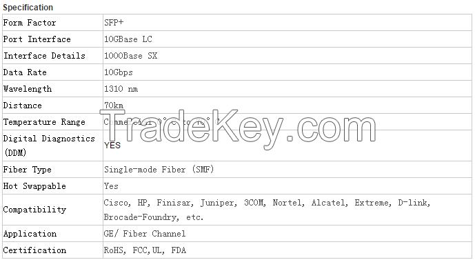 10g sfp 1310nm 70km ER SMF optical transceiver