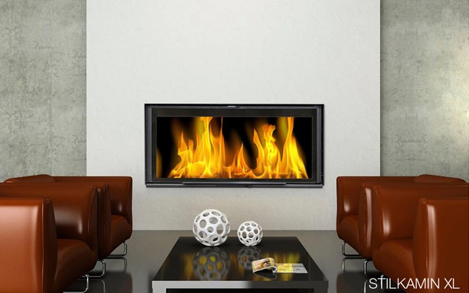 wood fireplace