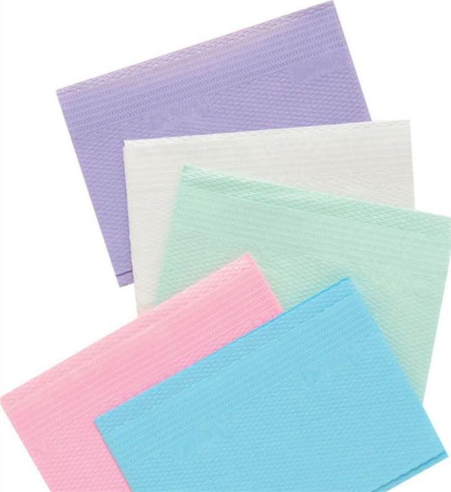 disposable dental bibs (2-ply tissue and 1-ply poly, fluid resistant)