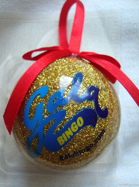 Glitter christmas ball with decal
