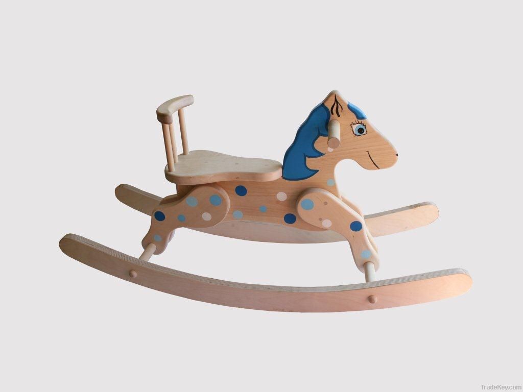 Wooden eco-friendly rocking horse for children