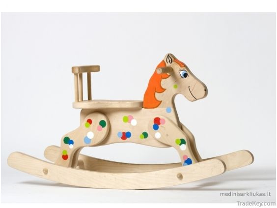 Wooden eco-friendly rocking horse for children