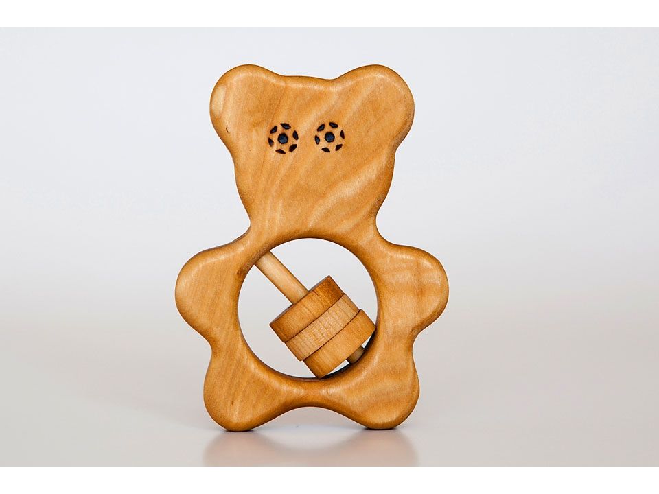 Organic wooden rattle - teether