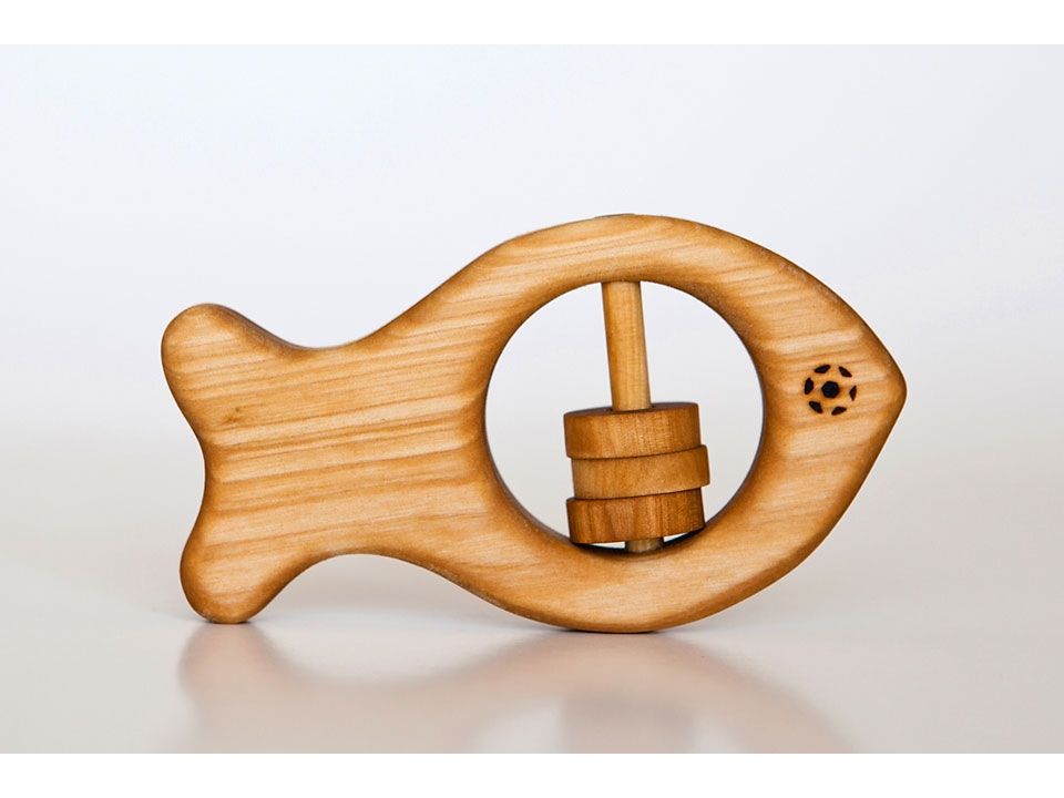 Organic wooden rattle - teether 