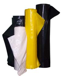 Plastic colored garbage bags on roll