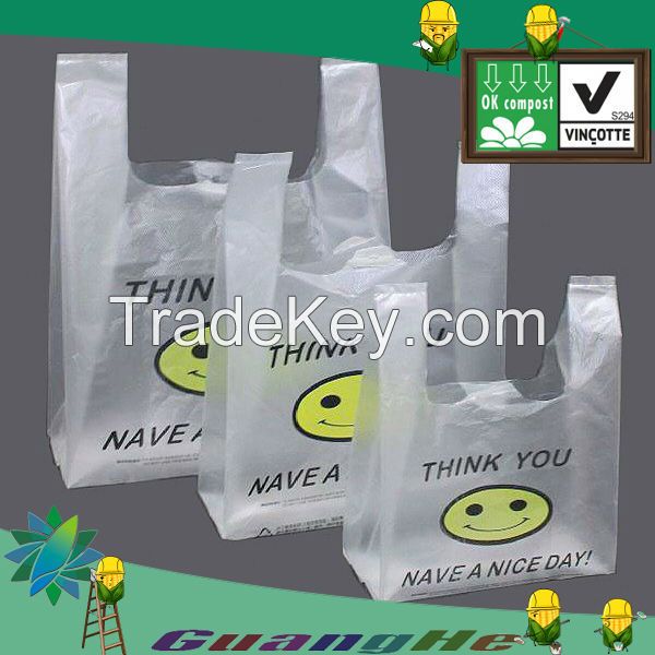 100% biodegradable PLA+PBAT plastic shopping bags, PLA biodegradable  plastic bags