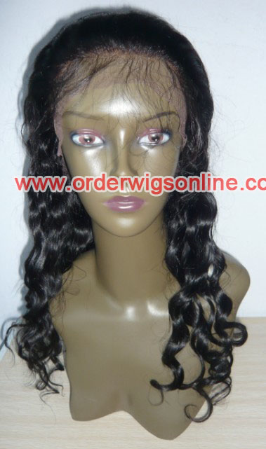 human hair full lace wigs body wave 16inch 1b