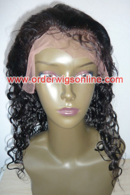 human hair full lace wigs curly 16inch 1color