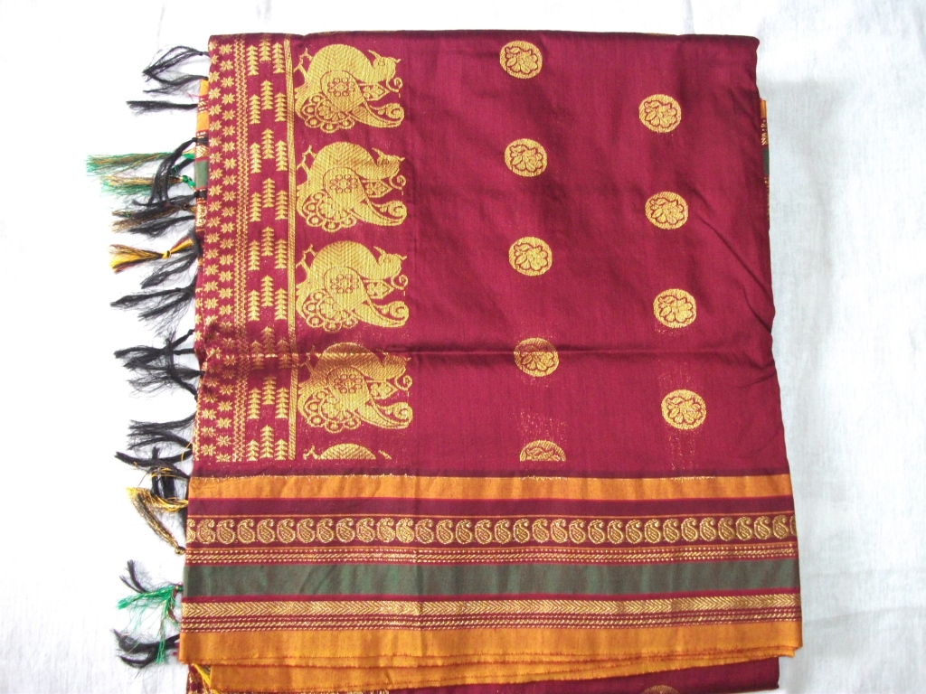 Kalyani Cotton Saree with gold jari butta&#039;s