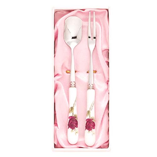 stainless steel cutlery set with porcelain handle