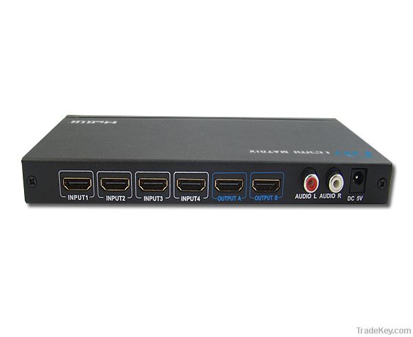 4x2 HDMI Matrix Switch & Splitter with Remote Control