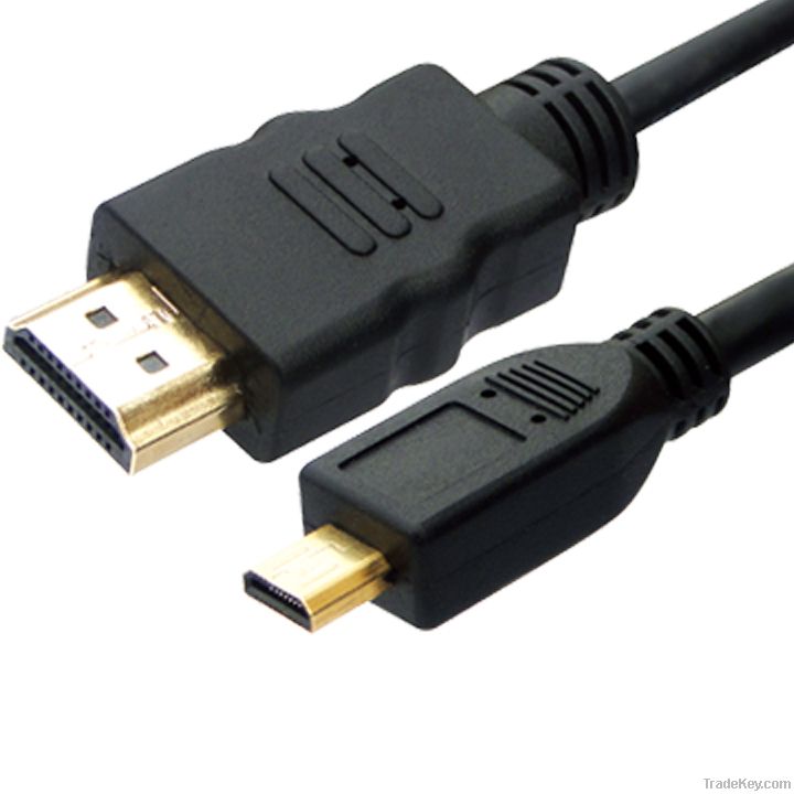 Type D Micro HDMI Male to HDMI A Male Cables, High-Speed HDMI cable