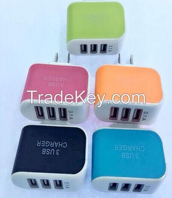 USB AC Mobile Wall Charger (3 Ports)