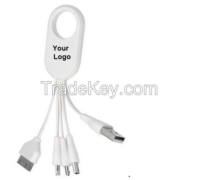 Key Ring 5 in 1 USB Cables, 10cm mutifunction USB cable