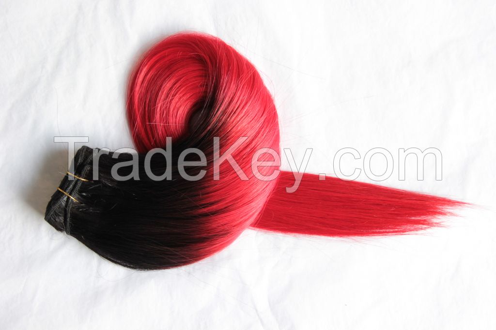 cuticle remy ombre colored indian human hair weave~from factory price directly