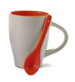 Stoneware Coffee Mug with Spoon